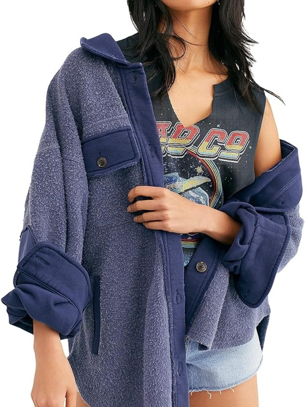 Free People Ruby Jacket Navy Oceana Blue Medium